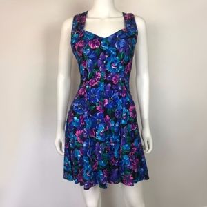VTG Knapp Studio Floral Print Cross Back Dress